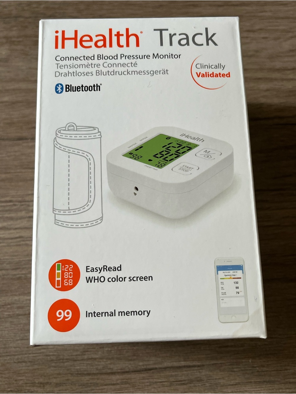 iHealth Track Connected Blood Pressure Bluetooth Monitor Standard/Large Cuff NEW